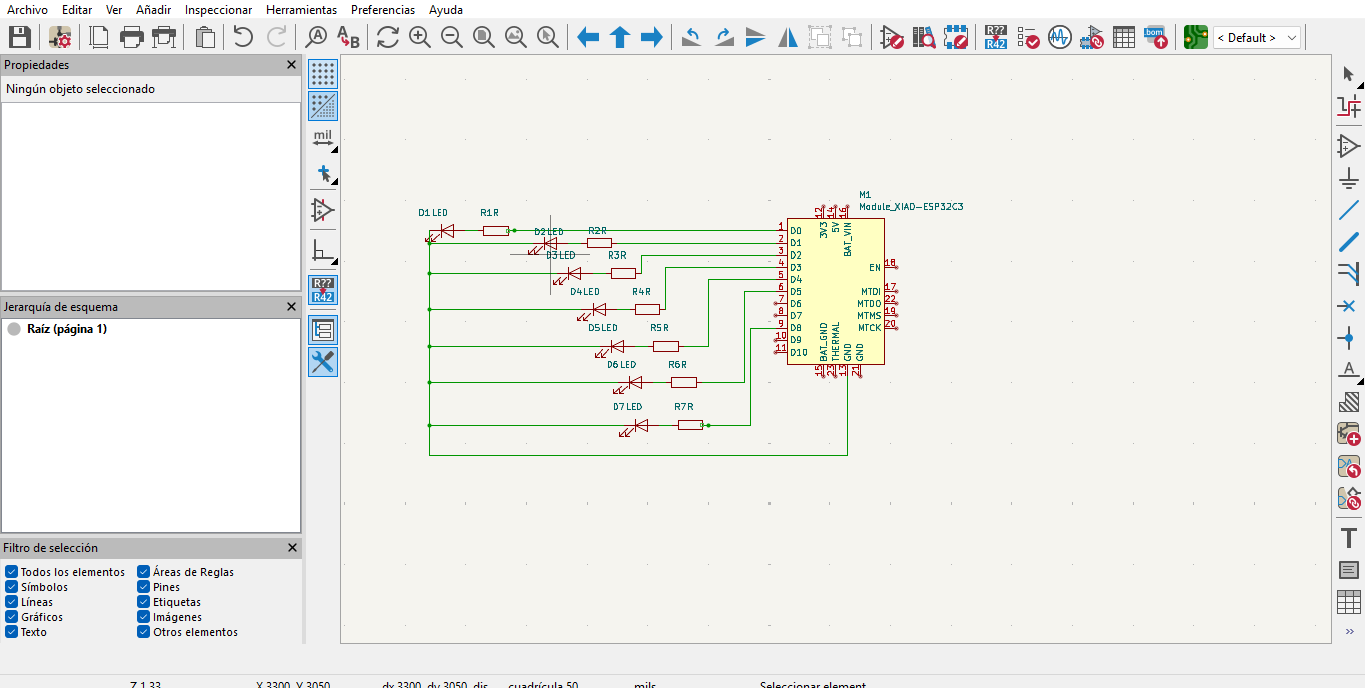 KiCad schematic for LED roulette board