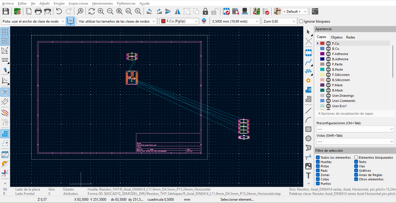 Initial PCB layout in KiCad