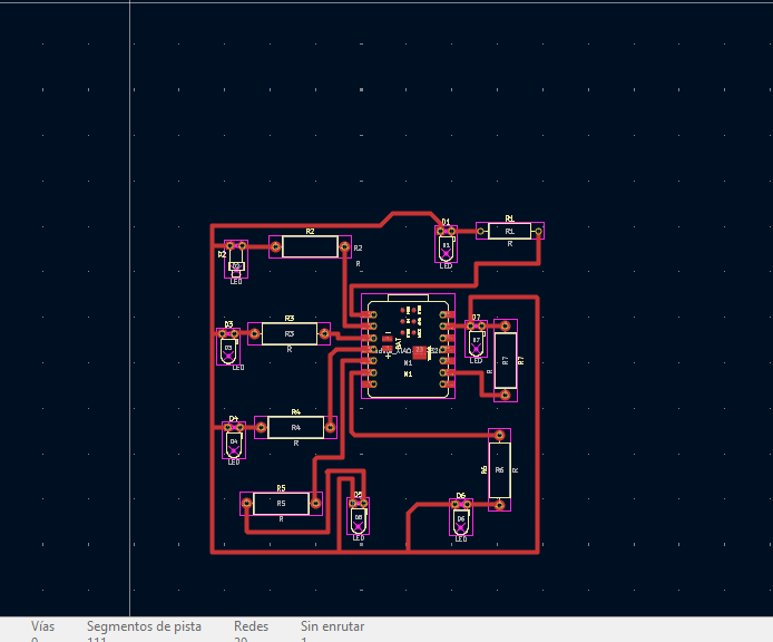 Close view of completed routing in KiCad