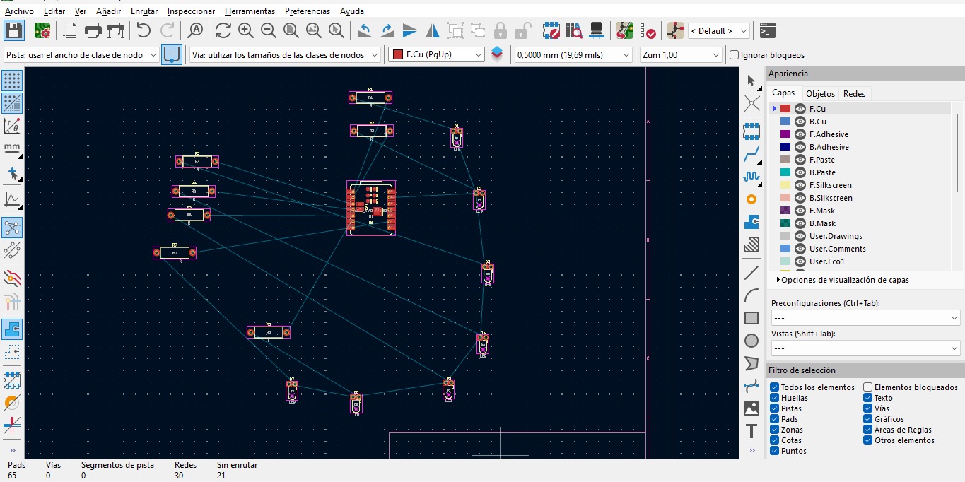 LED and resistor placement in KiCad