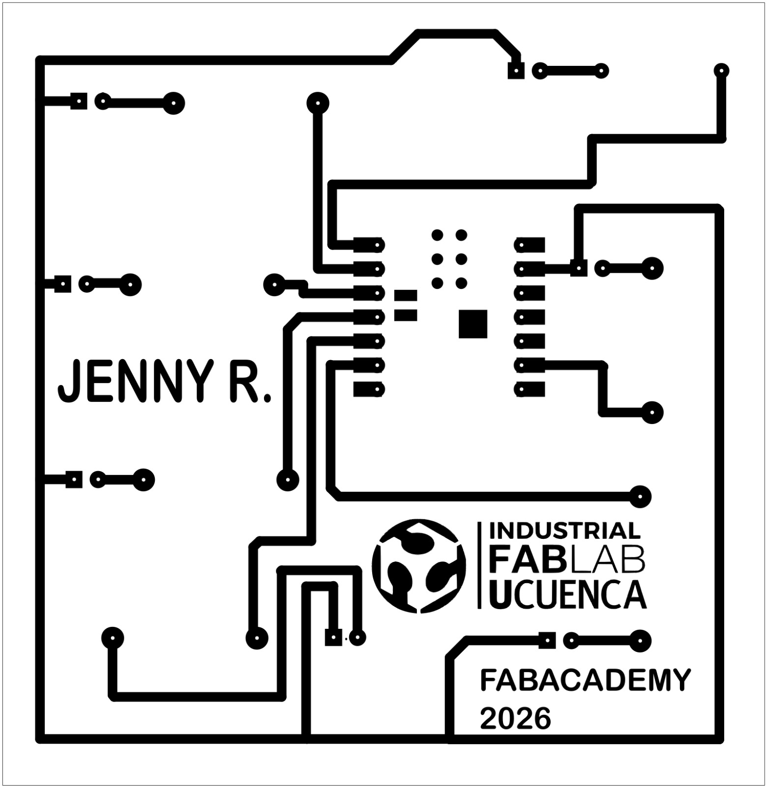 Final black and white PCB trace artwork