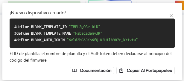 Blynk device configuration