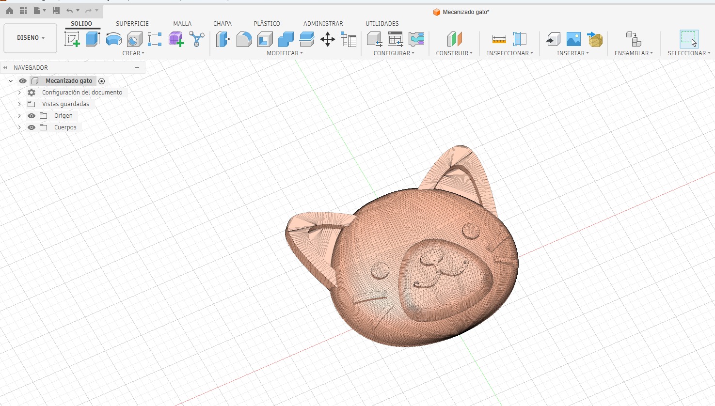 Initial cat relief model in Fusion 360
