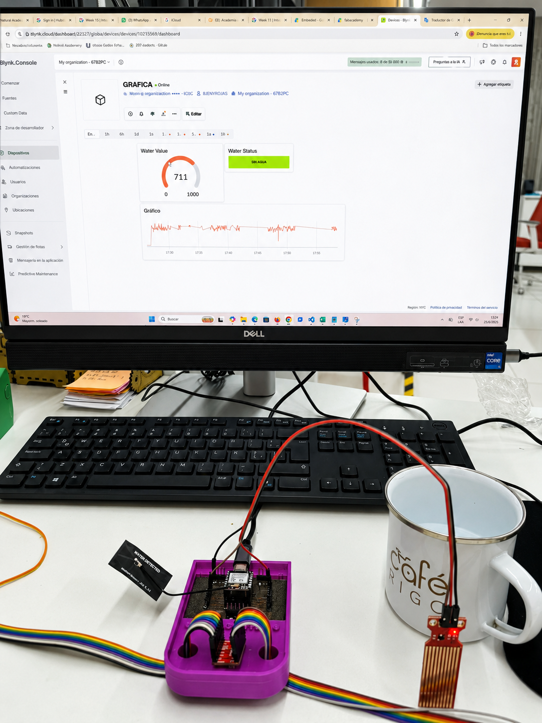 Water sensor test with water