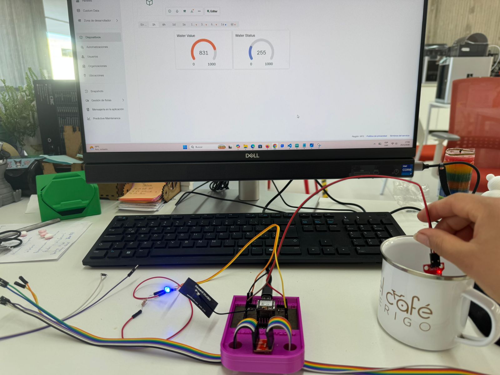 Hardware assembly of XIAO ESP32C3 with water sensor