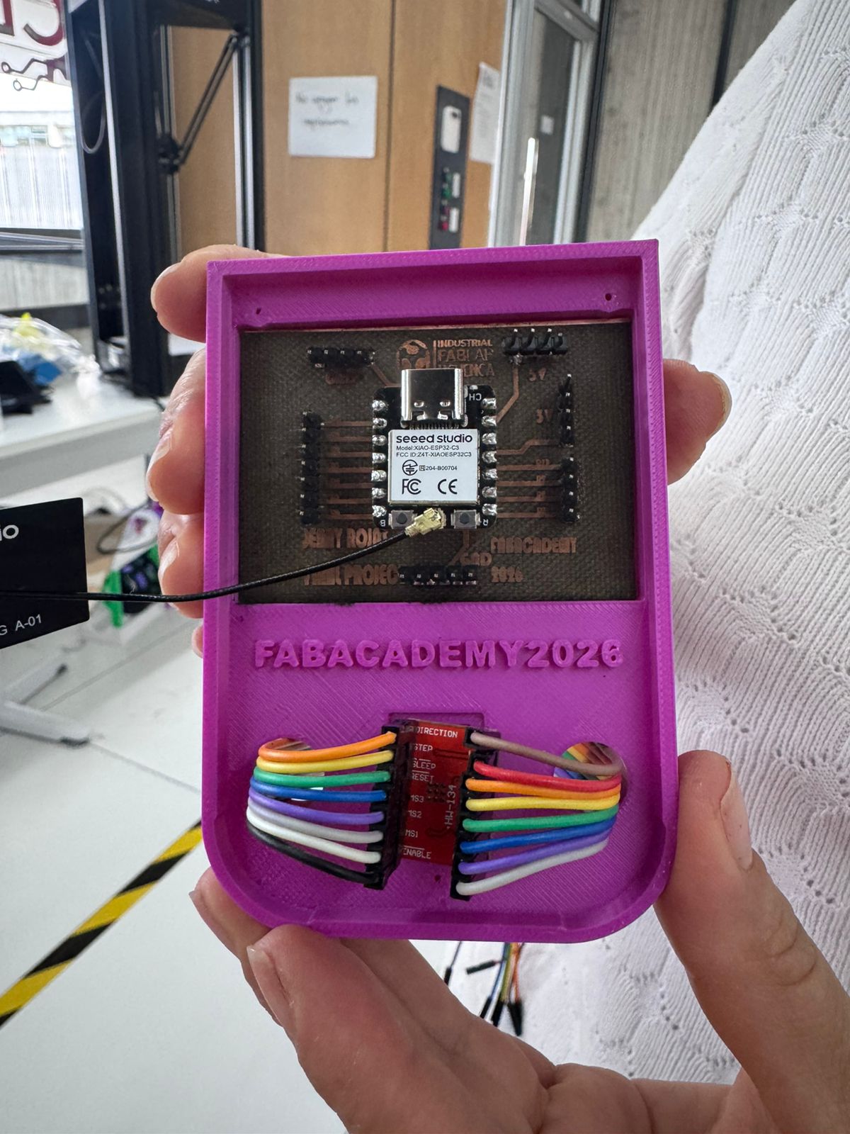 Close view of the PCB mounted inside the printed case