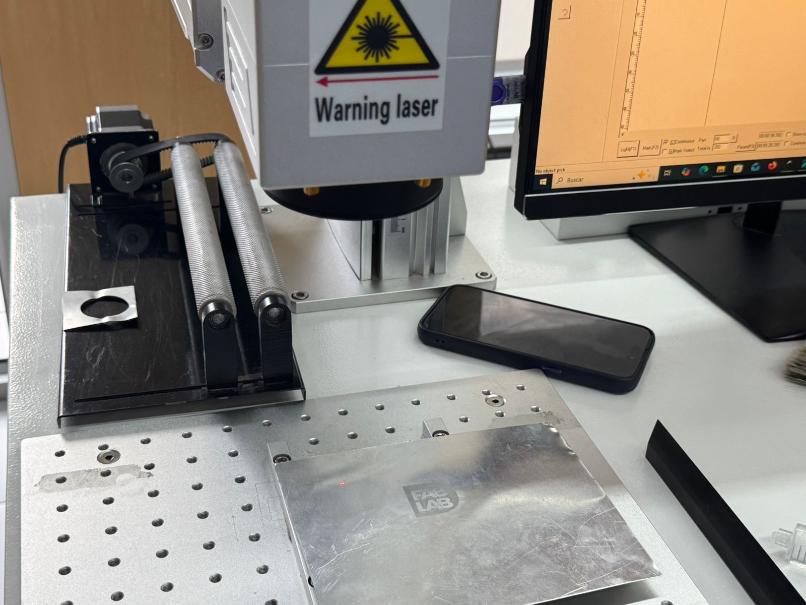 Fiber laser engraving test on aluminum sheet