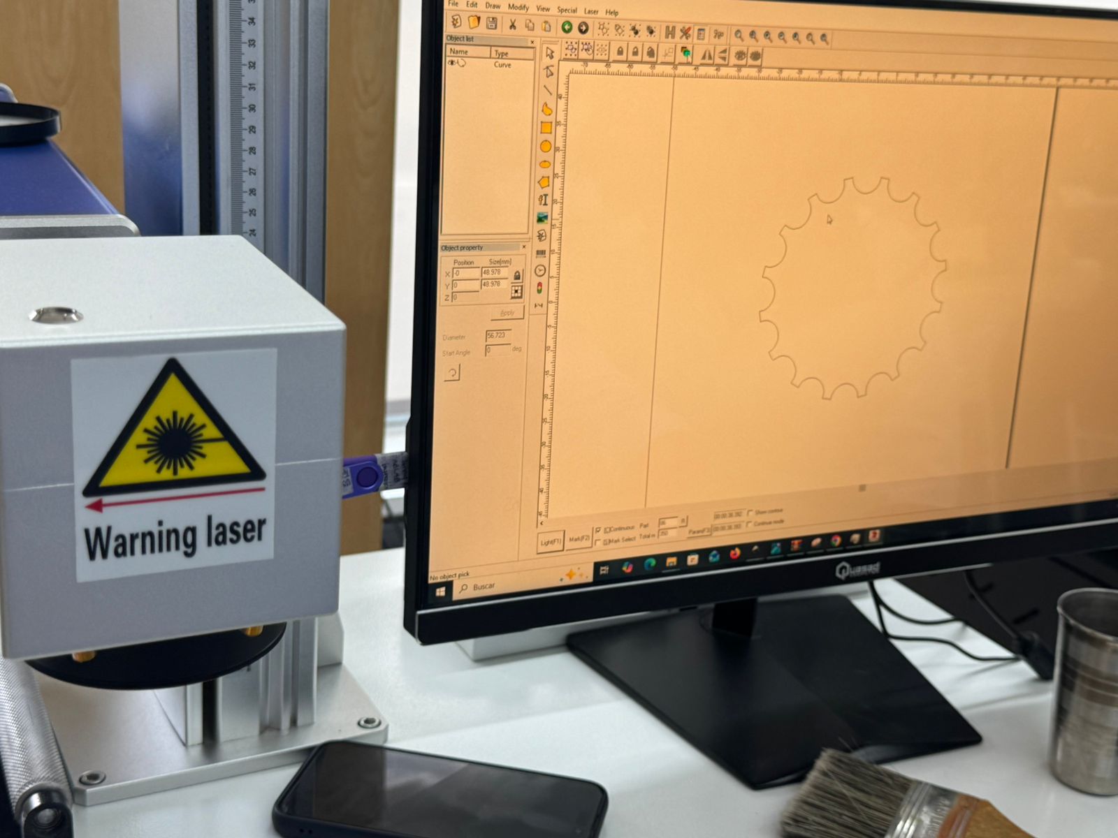 Fiber laser software and warning label