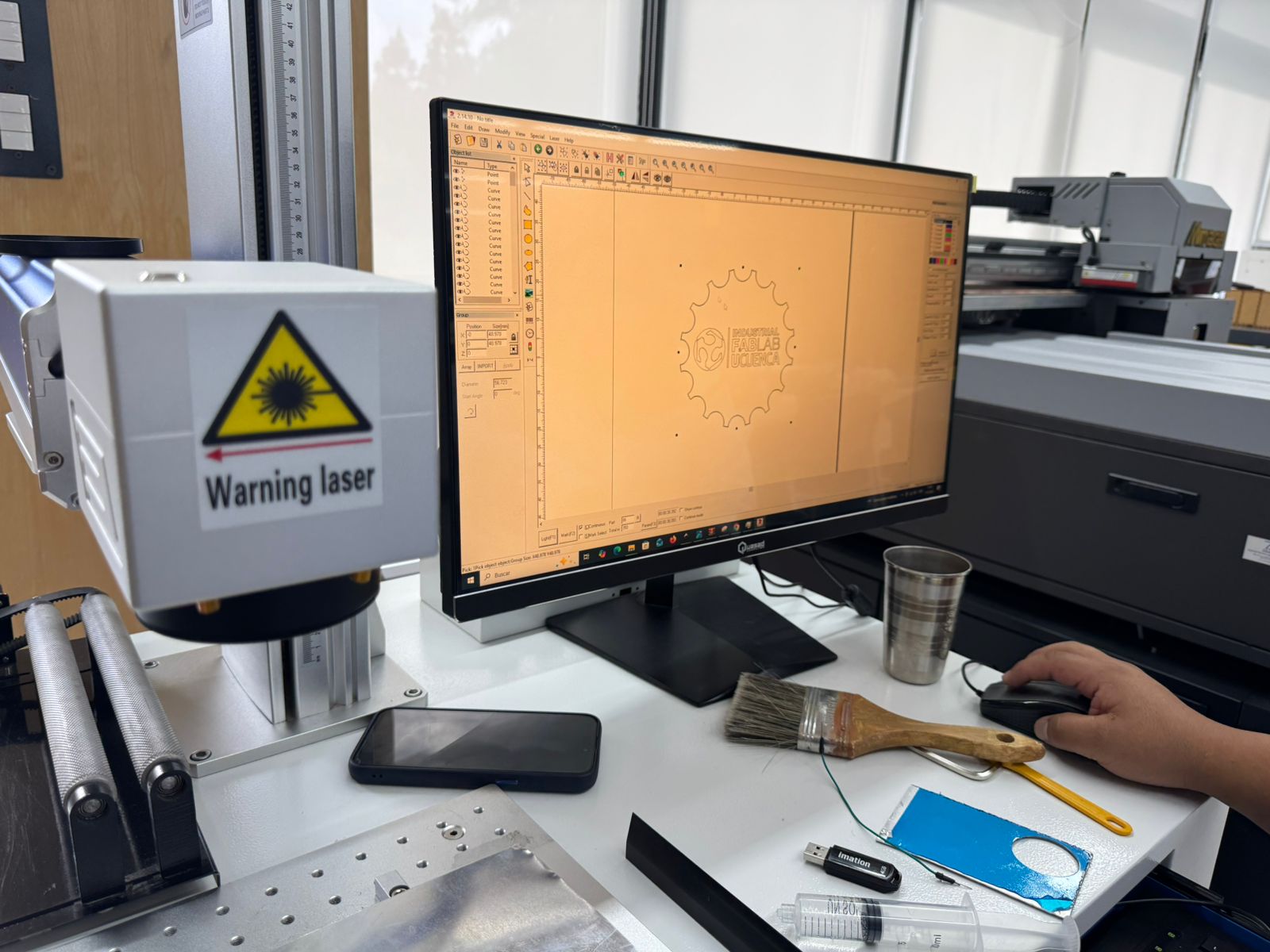 Fiber laser work area with EZCAD