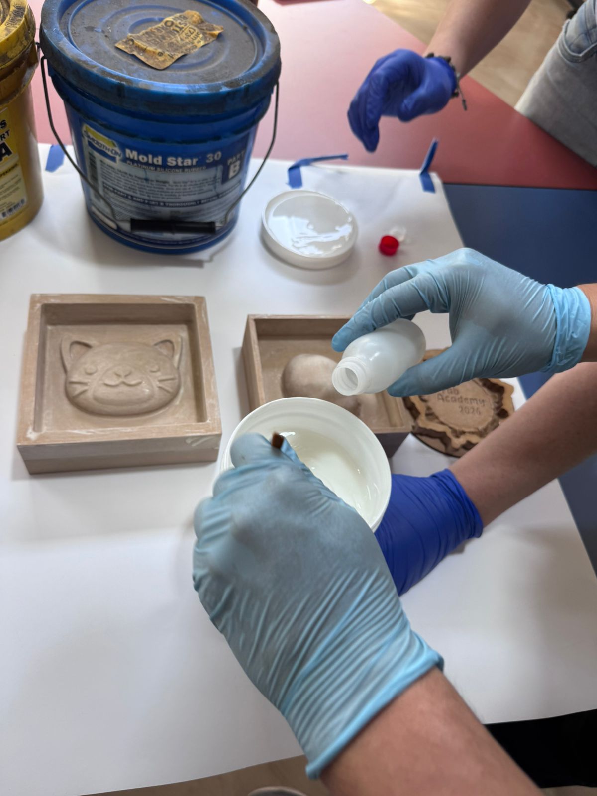 Silicone rubber measured and mixed