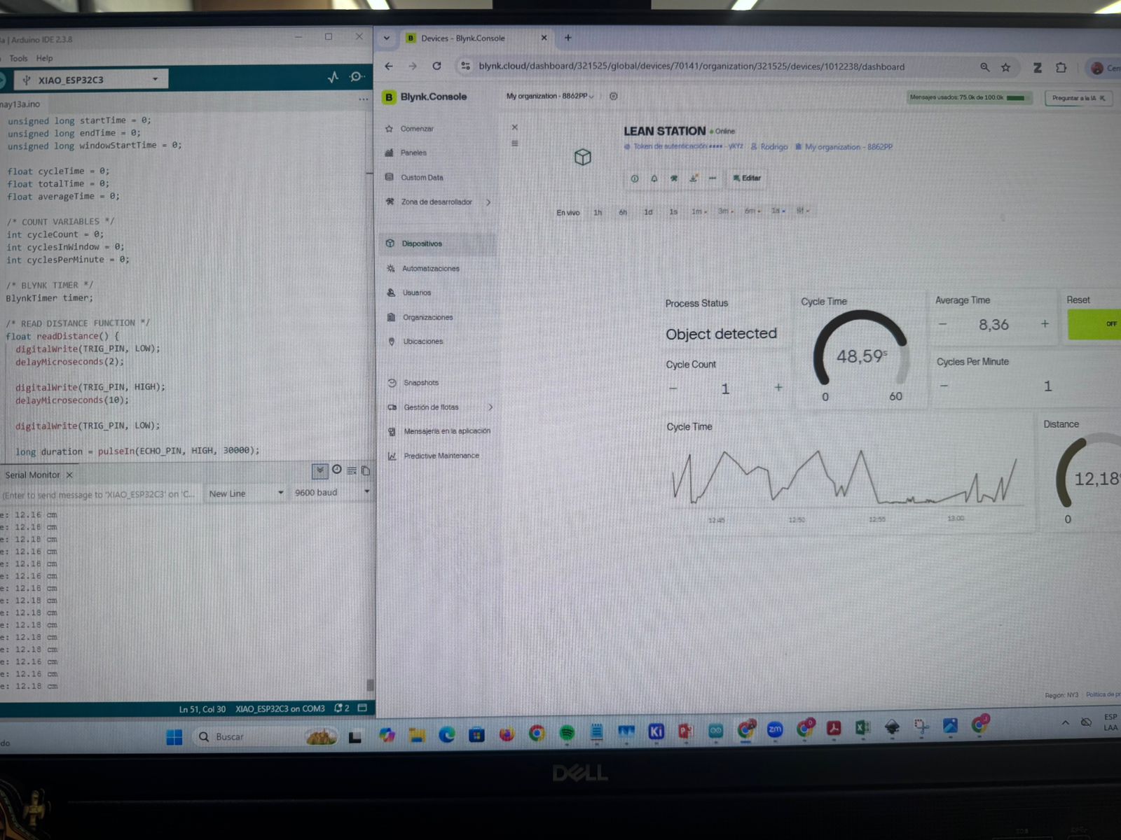 Arduino IDE and Blynk dashboard test