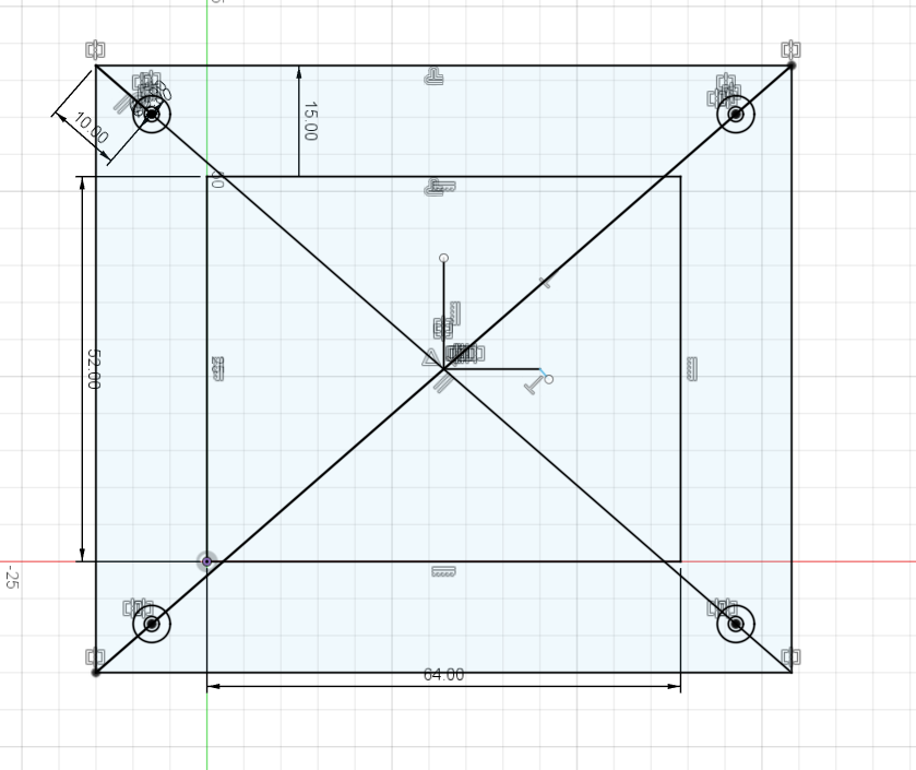Fusion 360 initial sketch with PCB dimensions