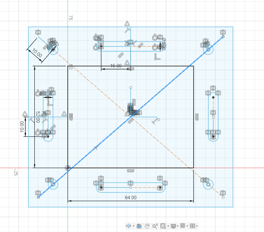 Fusion 360 sketch with mounting slots