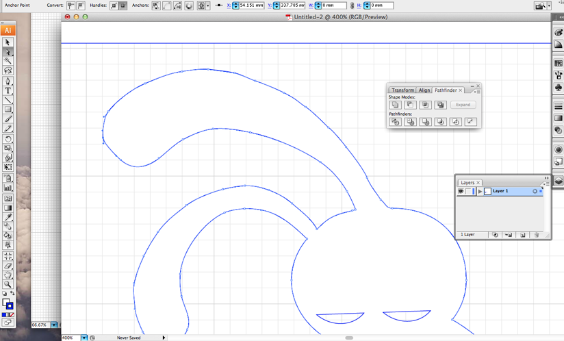 Screen Shot Rabbit Ears on Illustrator