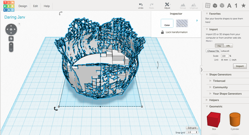 Screen capture of Attempt01 in TinkerCAD