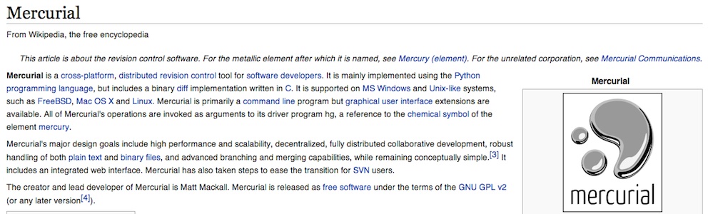 Mercurial definiton from Wikipedia