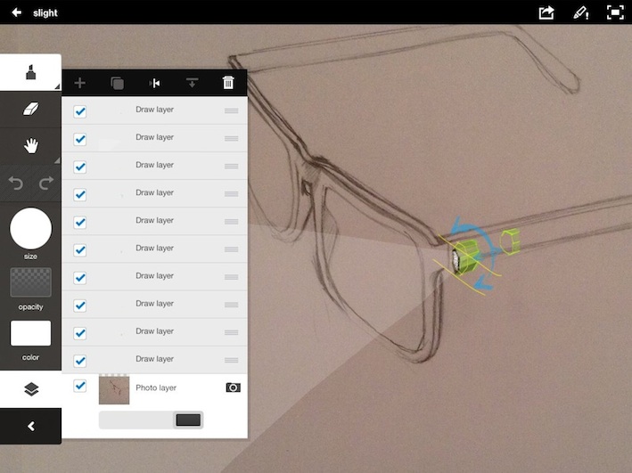 sketch of glasses in Adobe
            ideas